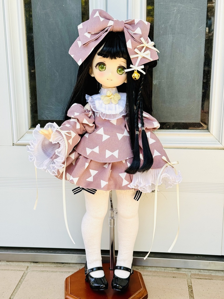 ■KUMAKOちゃん&MDDさん(40cmドール)用シノワズリロリータセット(くすみピンク)