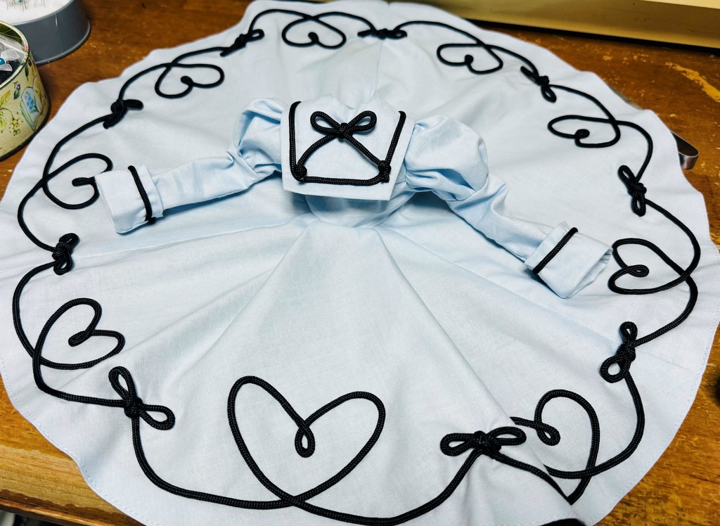 ■ (ワンオフ)MDDさん&KUMAKOちゃん(40cmドール)用ハート&リボンラインのワンピースセット(ピンク)