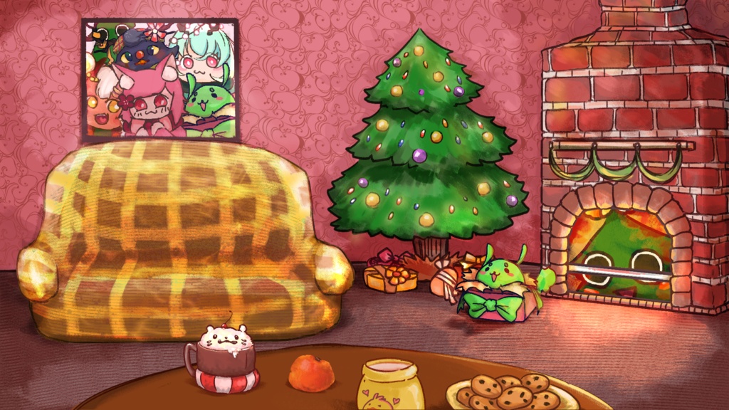 配信用素材Free Material -Christmas cozy room クリスマス暖かい部屋
