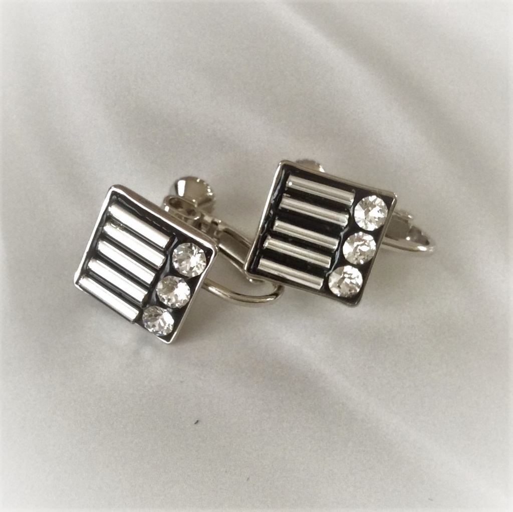 ビーズとスワロフスキークリスタルのイヤリング