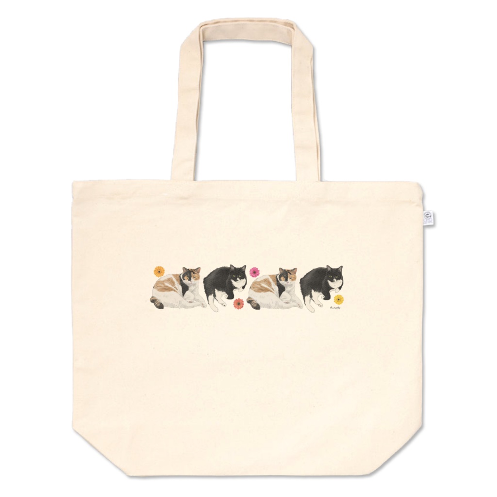 靴下猫と三毛猫 トートバッグ L