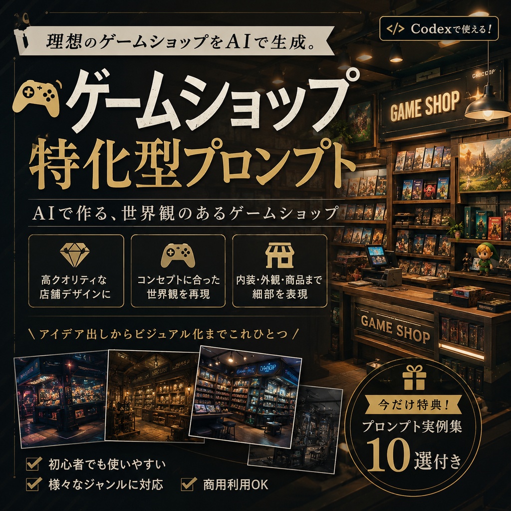 ゲームショップ特化型プロンプト