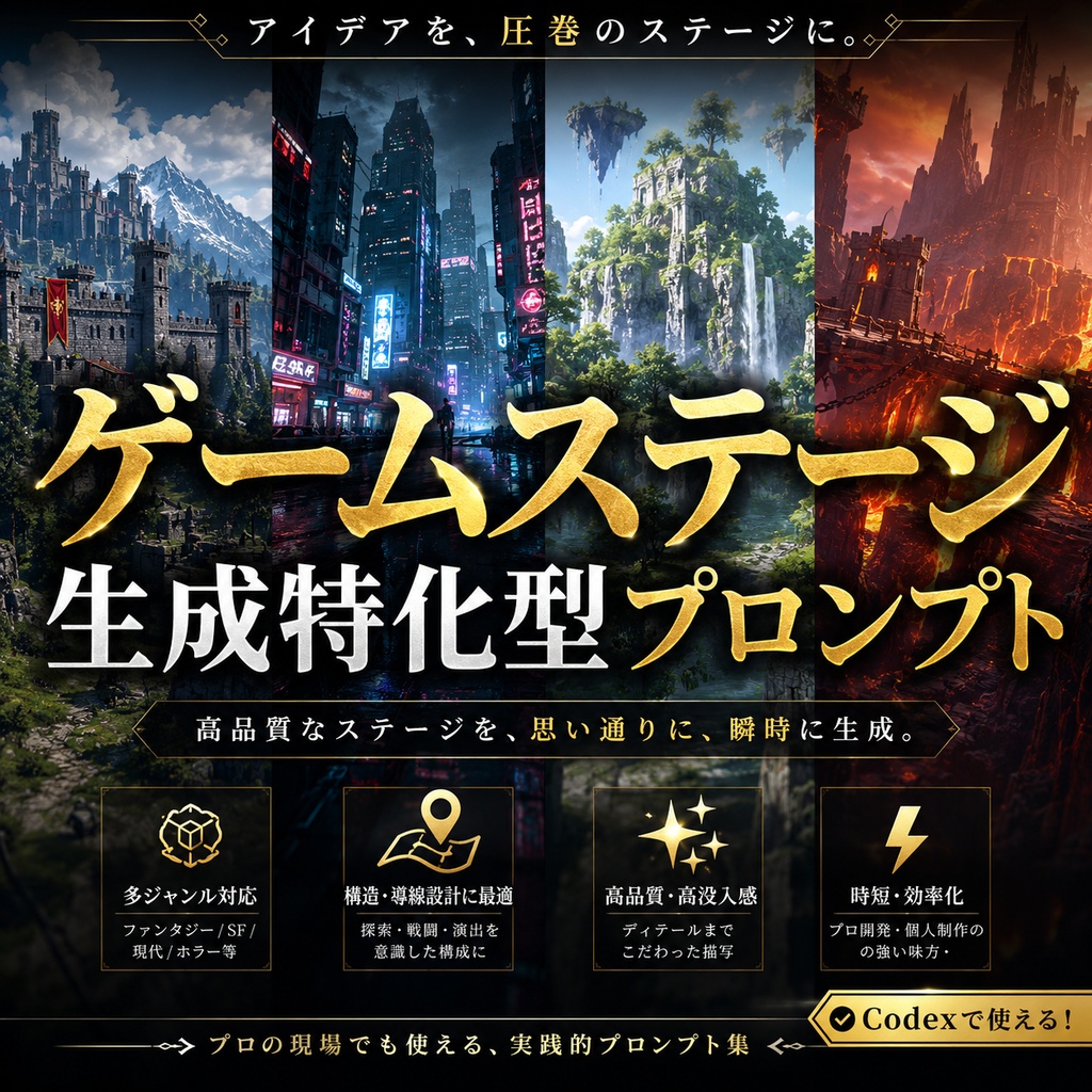 ゲームステージ生成特化型プロンプト