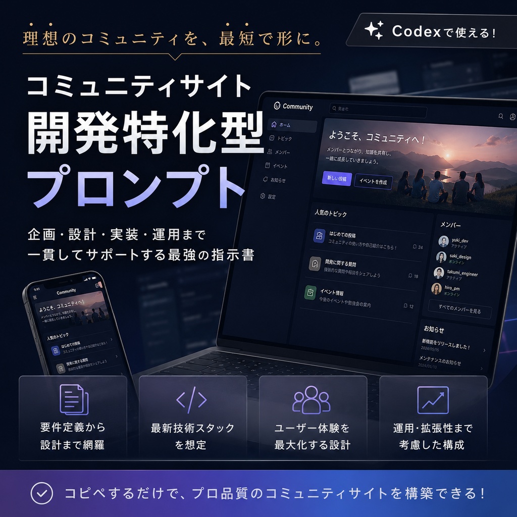 コミュニティサイト開発特化型プロンプト