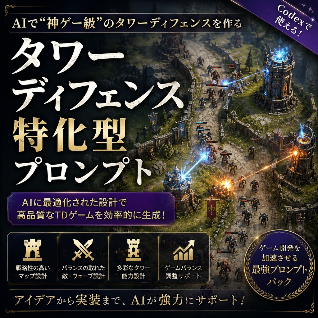タワーディフェンス特化型プロンプト