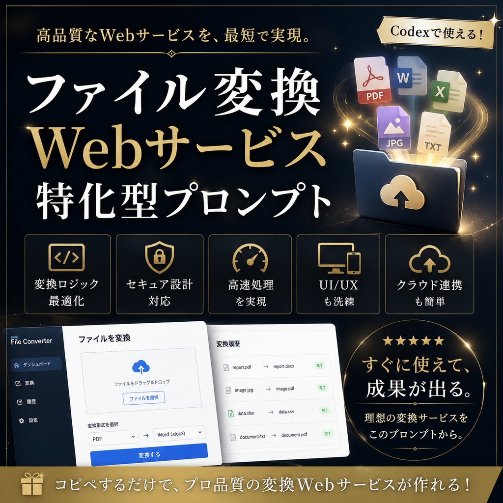 ファイル変換Webサービス特化型プロンプト