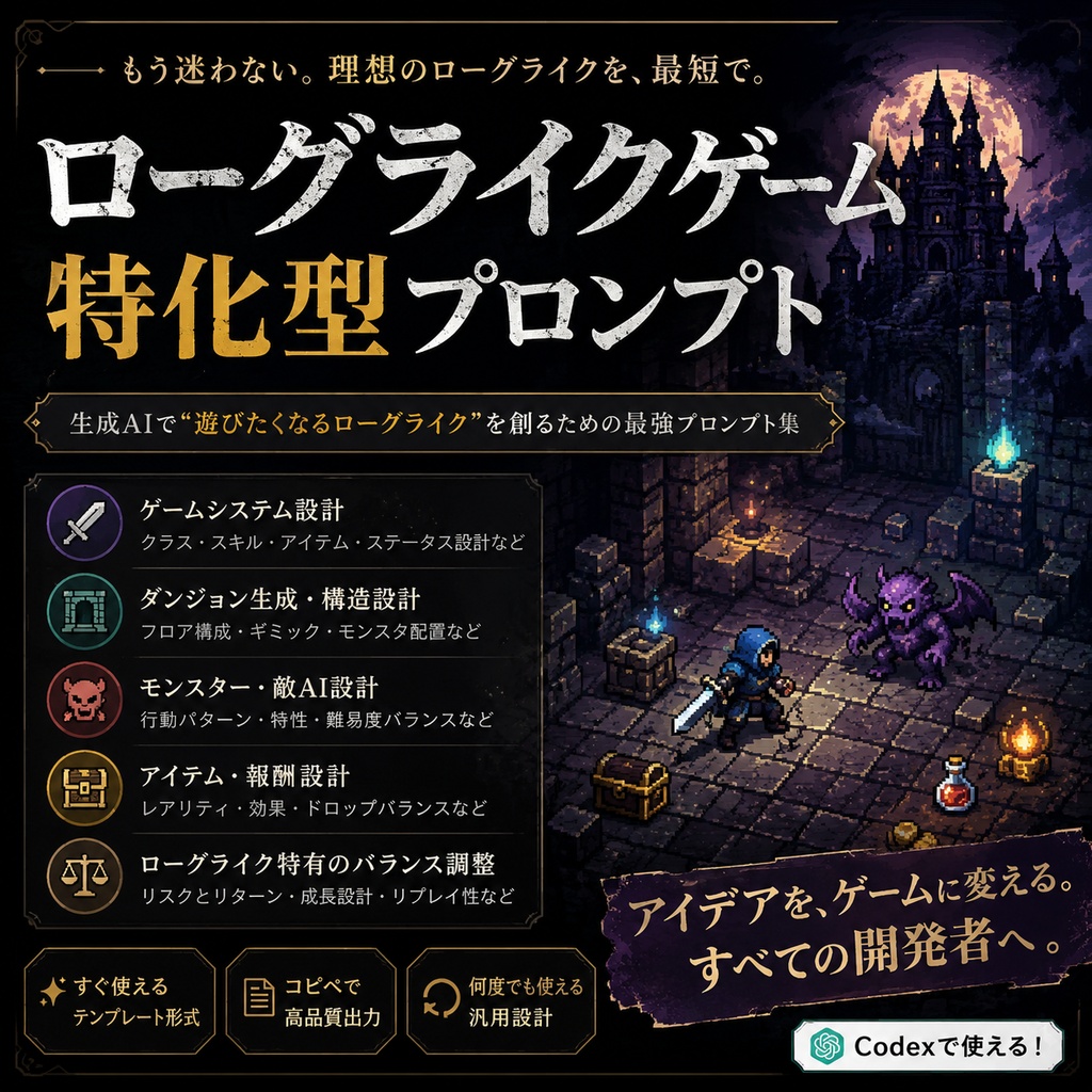 ローグライクゲーム特化型プロンプト