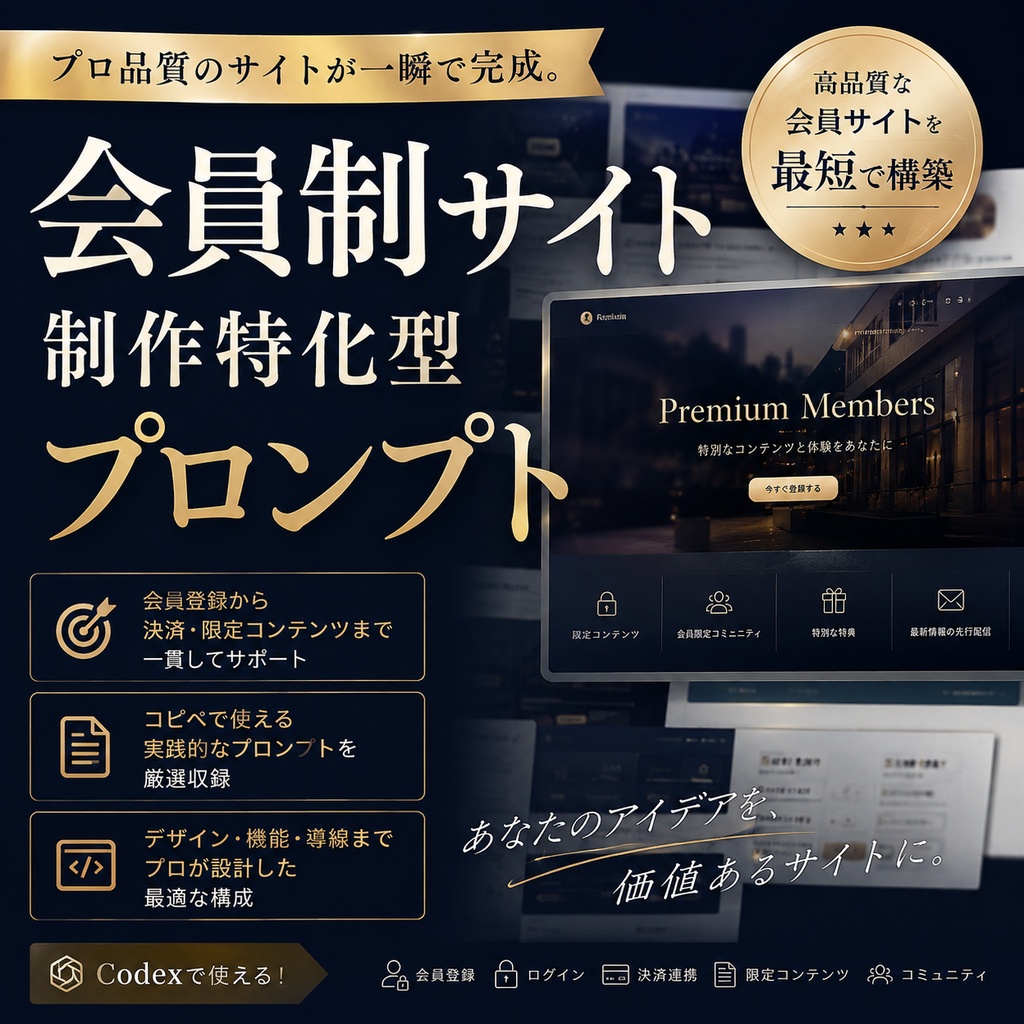 会員制サイト制作特化型プロンプト