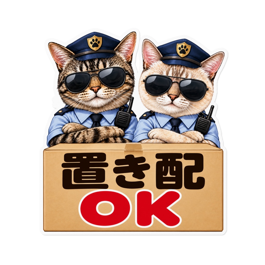 圧つよ猫ステッカー|置き配OK|銀次郎&Q太郎