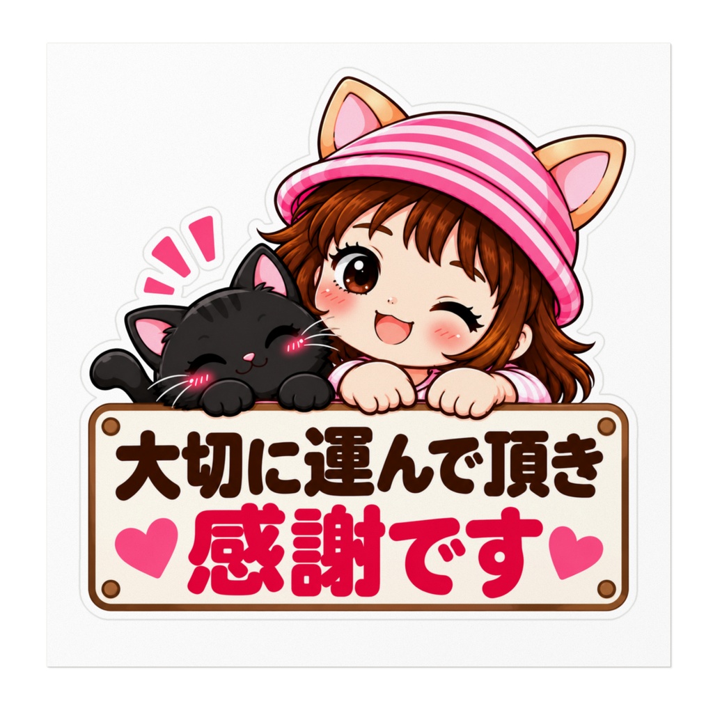 ひーちゃんの猫耳ちゃんステッカー|大切に運んで頂き感謝です