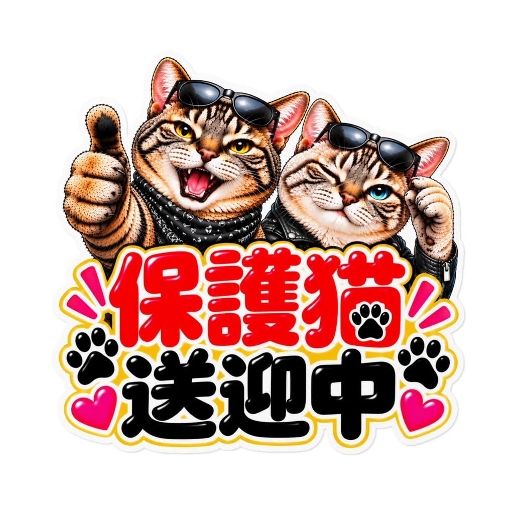 圧つよ猫ステッカー｜保護猫送迎中|車用