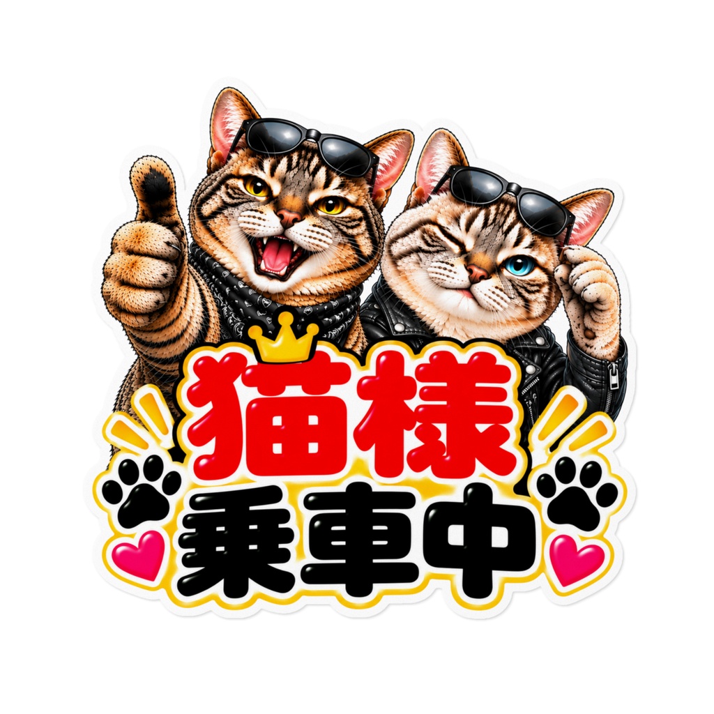 圧つよ猫ステッカー｜猫様乗車中｜車用