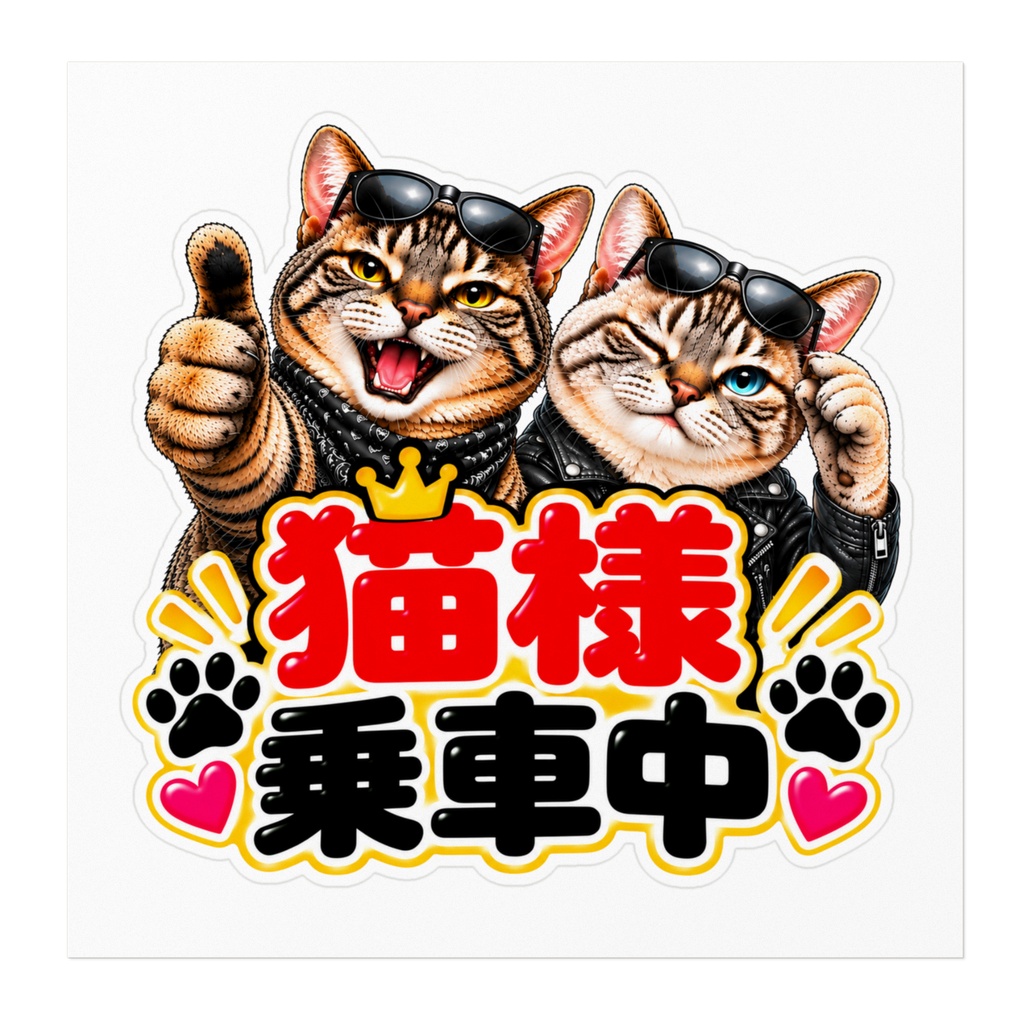 圧つよ猫ステッカー|猫様乗車中|車用