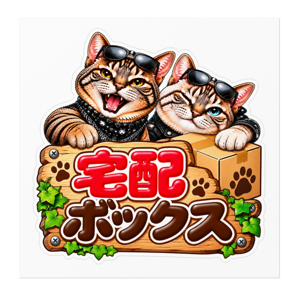 圧つよ猫ステッカー|宅配ボックス|宅配|玄関ドア