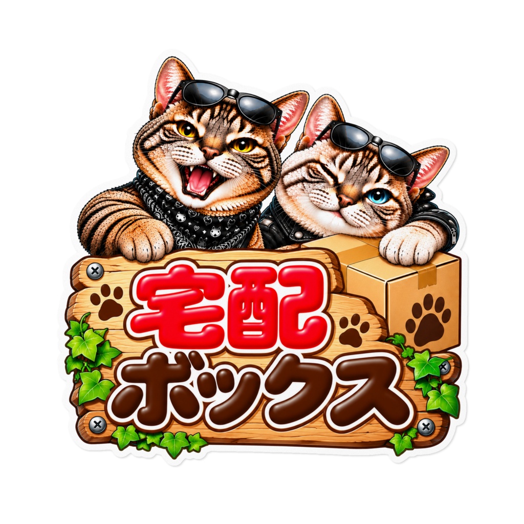 圧つよ猫ステッカー｜宅配ボックス｜宅配｜玄関ドア