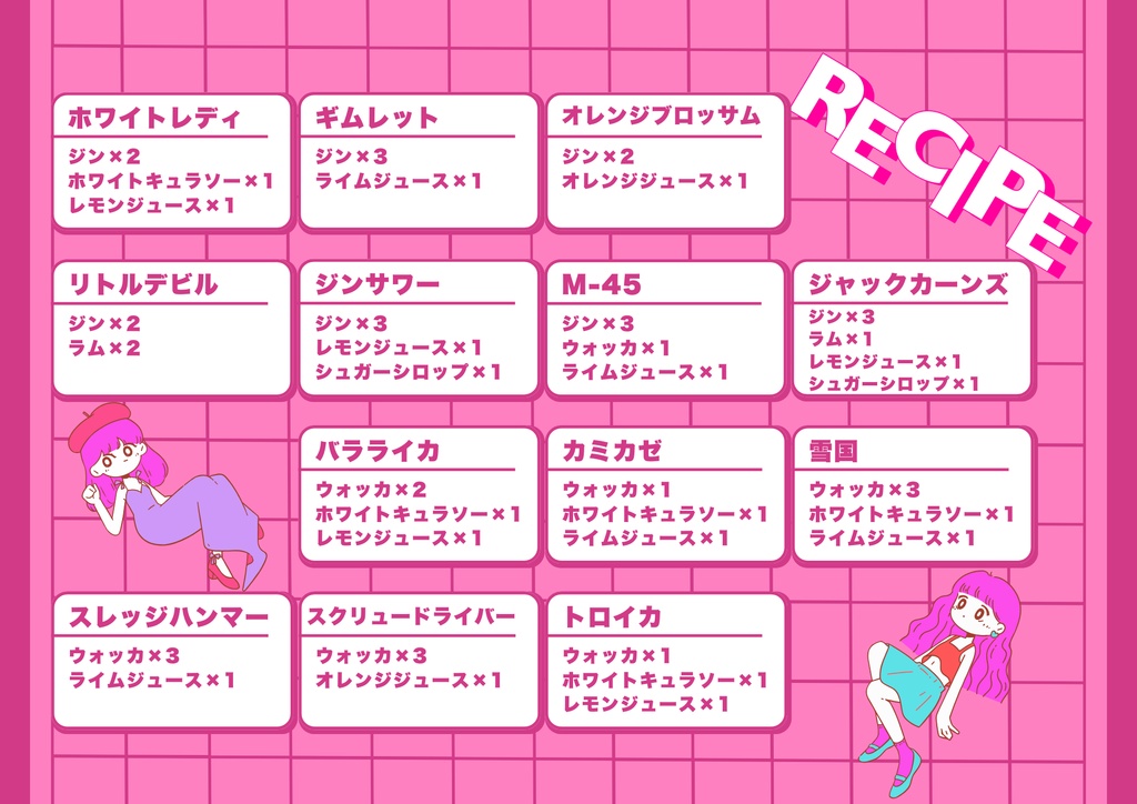 【レシピ画像】VRC UDON用 CocktailSystem カクテル調合セット