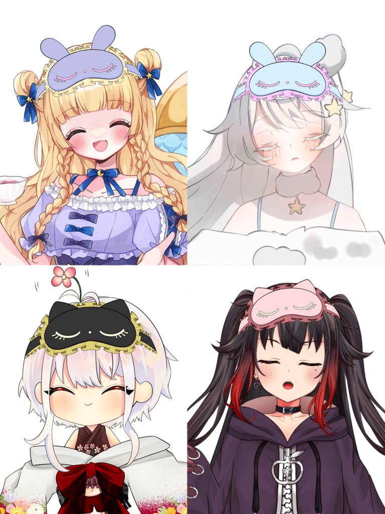 うさぎと猫のアイマスク素材