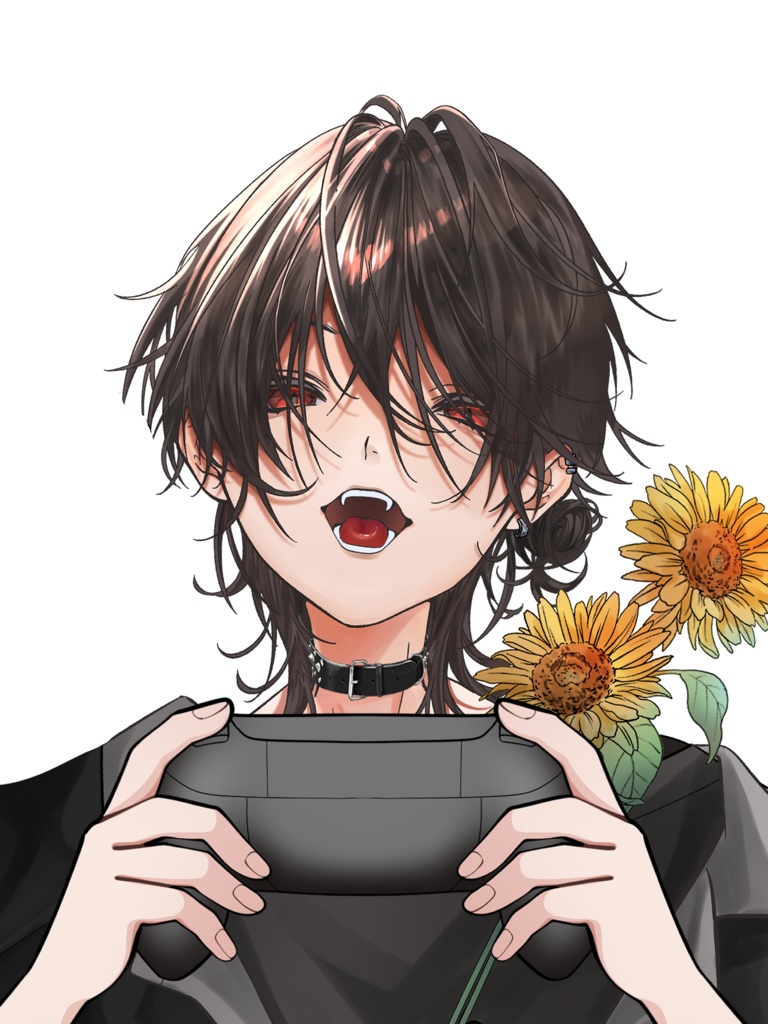 ゲームコントローラーを持つ手