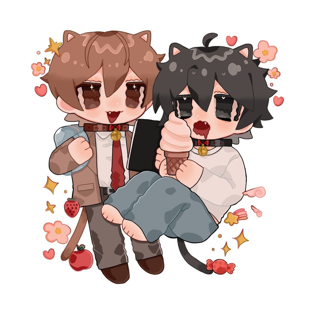 ねこねこ月&Lアクリルキーホルダー