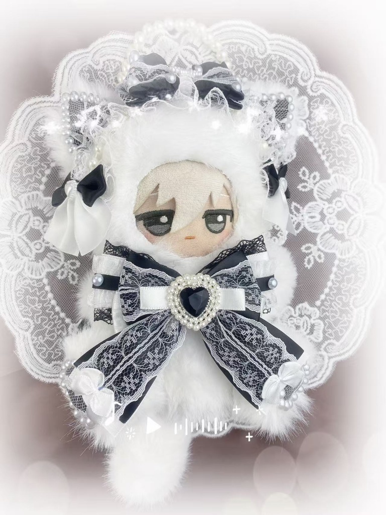 ❤︎おすわりぬい服 着ぐるみ ニャンコ パールストラップ付き10~12cm