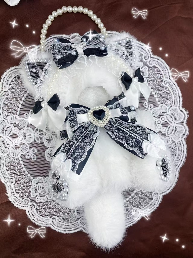 ❤︎おすわりぬい服 着ぐるみ ニャンコ パールストラップ付き10~12cm