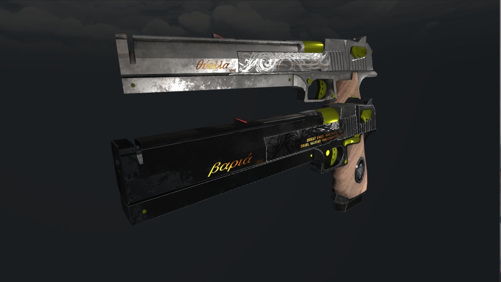 【VRC/ゲーム制作向け】カスタマイズ.50口径拳銃 ヴァリア&シエラ(スィエラ) オリジナル3Dモデル