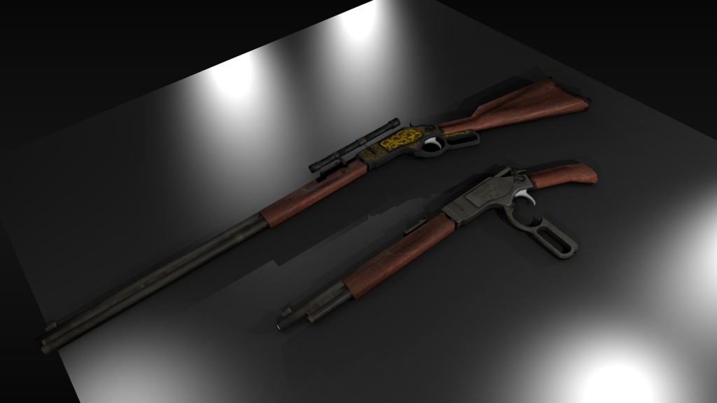 レバーアクション式ライフル&モダナイズドバージョンセット オリジナル3Dモデル【ゲーム、映像制作/VRC向け】