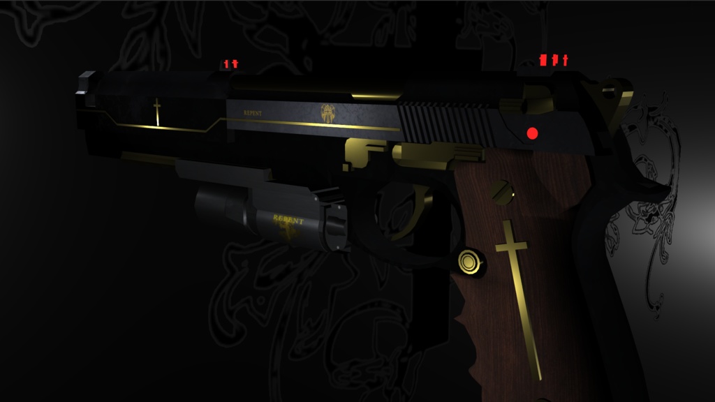 神父の銃「リペント」/Father`s Gun‐REPENT【オリジナル3Dモデル】【ゲーム制作/映像制作/VRC向け】