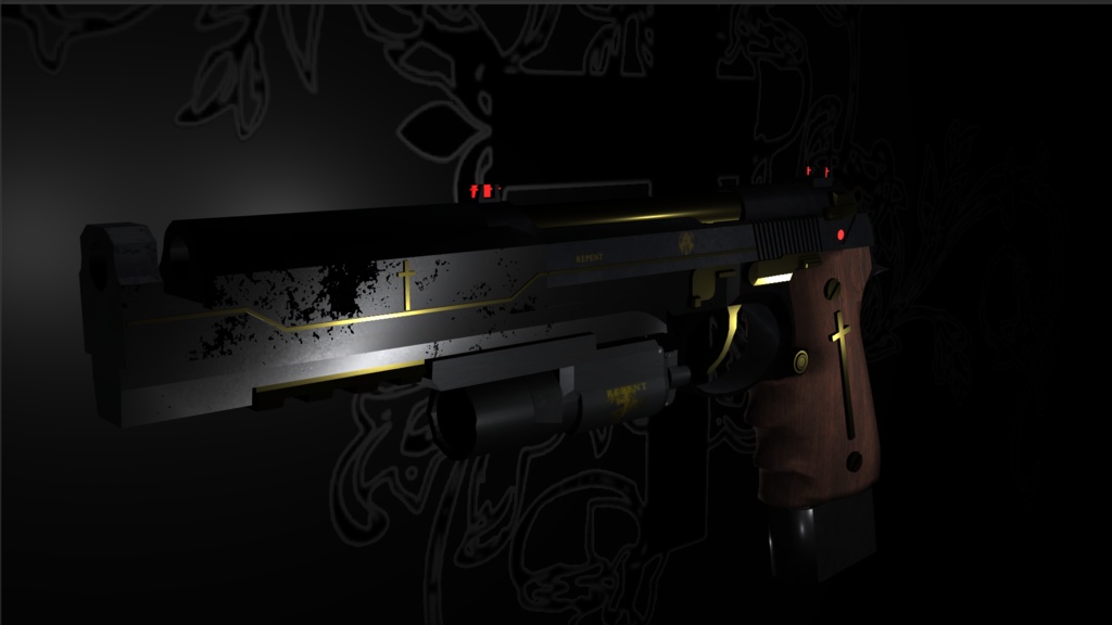 神父の銃「リペント」/Father`s Gun‐REPENT【オリジナル3Dモデル】【ゲーム制作/映像制作/VRC向け】