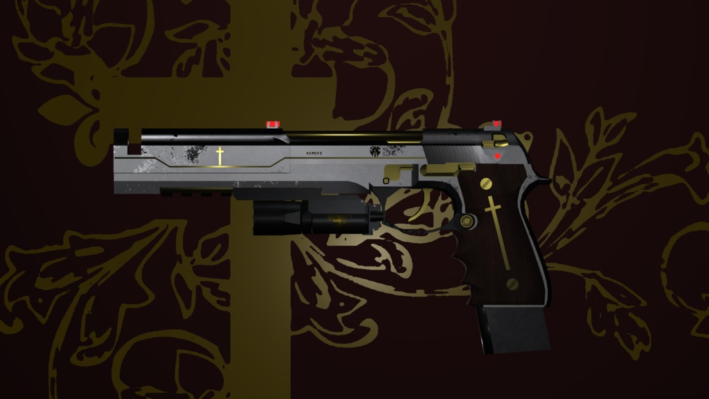 神父の銃「リペント」/Father`s Gun‐REPENT【オリジナル3Dモデル】【ゲーム制作/映像制作/VRC向け】