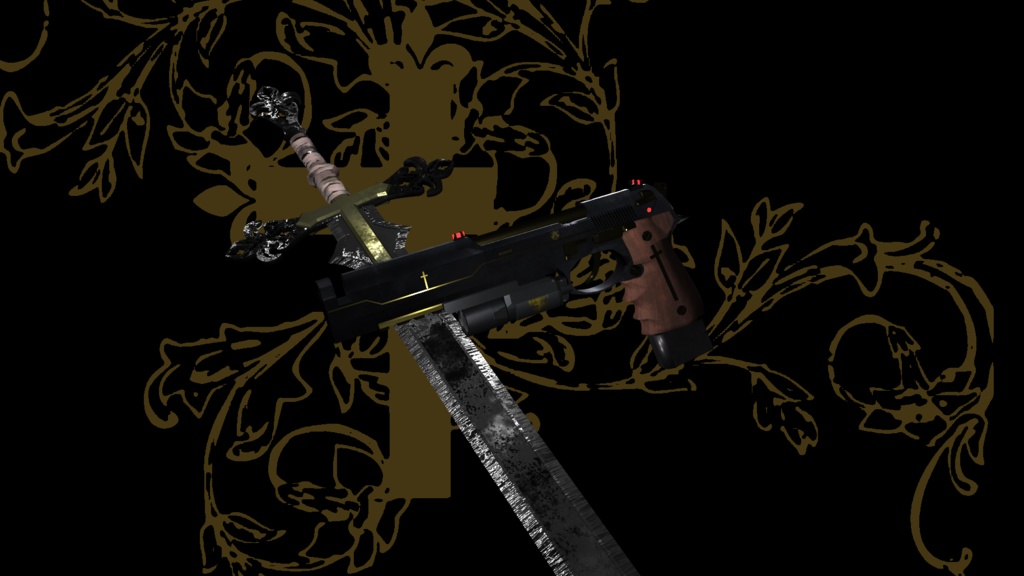 神父の銃「リペント」/Father`s Gun‐REPENT【オリジナル3Dモデル】【ゲーム制作/映像制作/VRC向け】