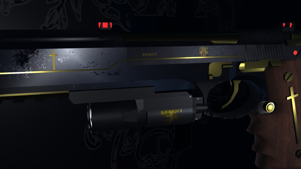 神父の銃「リペント」/Father`s Gun‐REPENT【オリジナル3Dモデル】【ゲーム制作/映像制作/VRC向け】