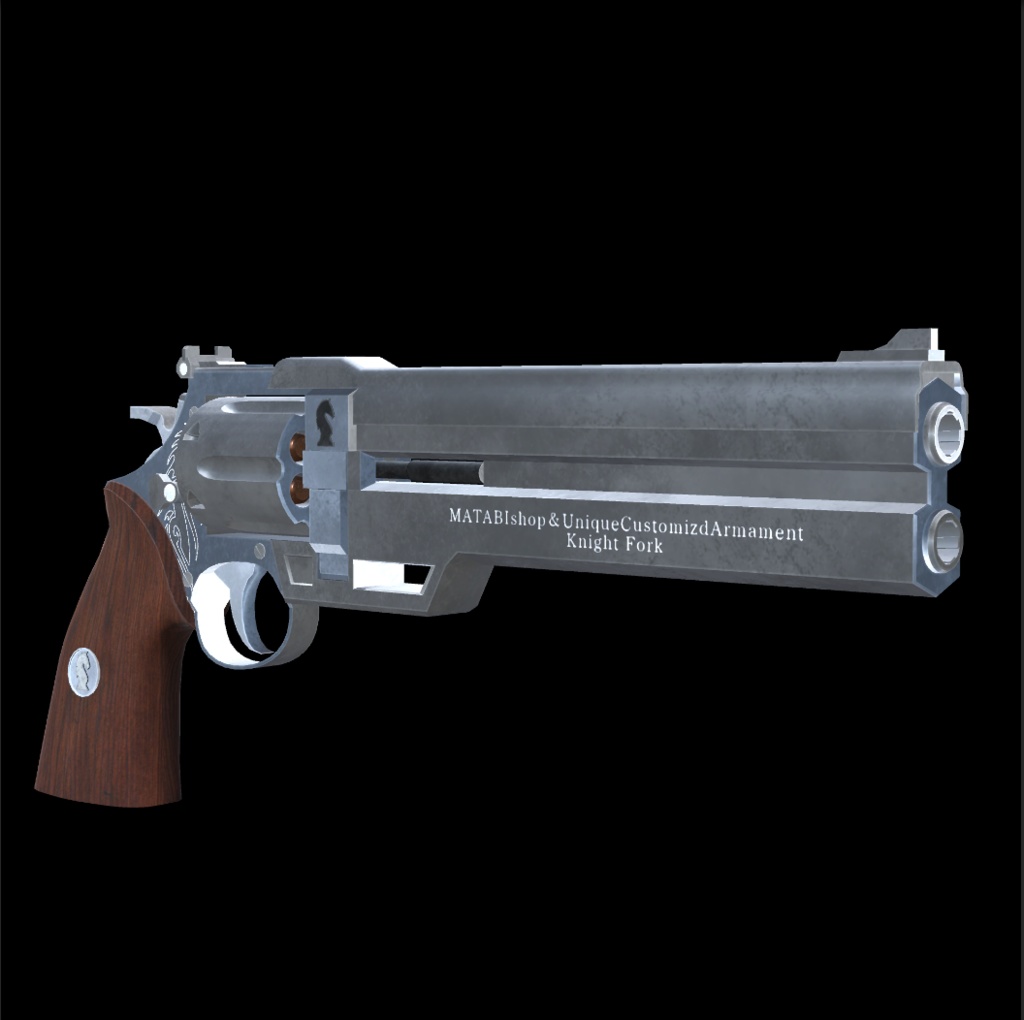 .44双銃身ハンドキャノン【Knight Fork】リボルバー オリジナル3Dモデル【映像制作/ゲーム制作/VRC向け】