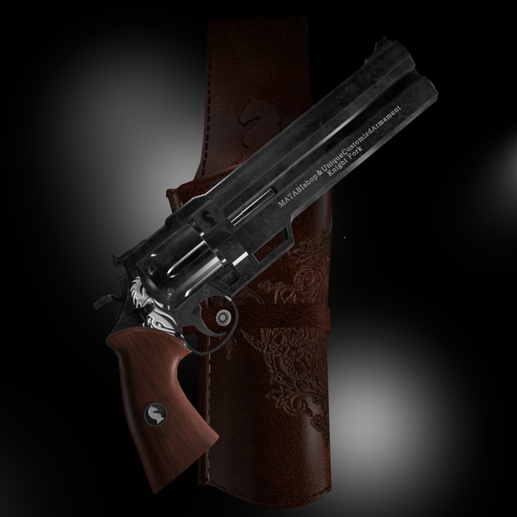 .44双銃身ハンドキャノン【Knight Fork】リボルバー オリジナル3Dモデル【映像制作/ゲーム制作/VRC向け】