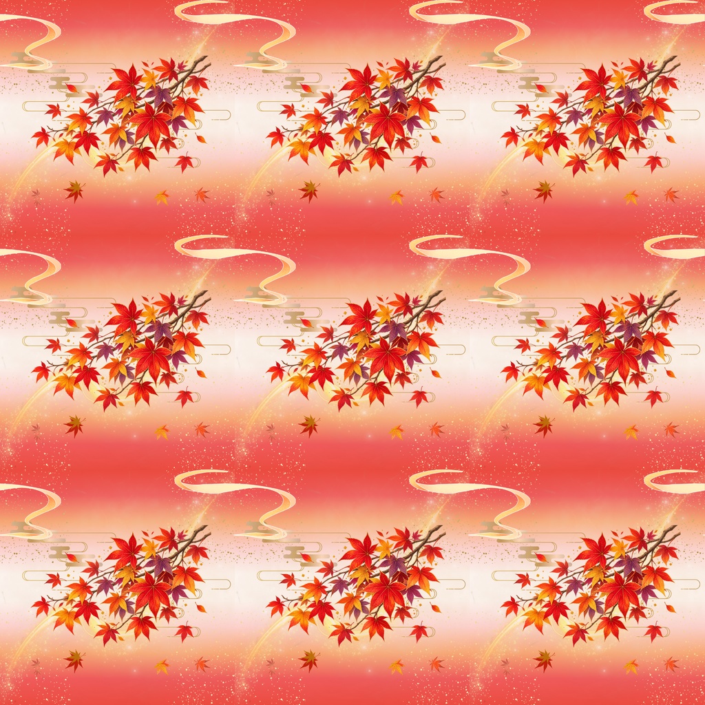和風柄デジタルペーパー 秋色編 Vol.1 紅葉 12枚セット Japanese Traditional Digital Paper Autumn Collection Vol.1 Maple Leaves