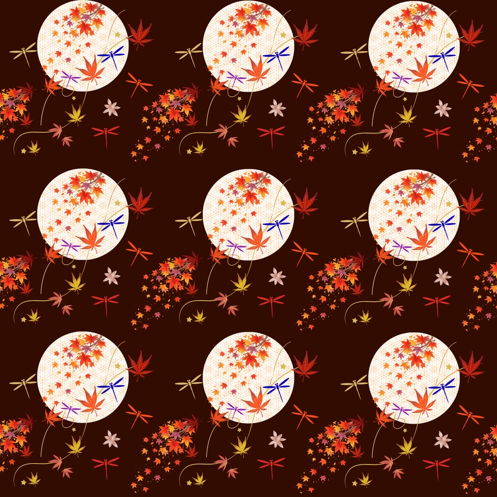 和風柄 デジタルペーパー 秋色編 Vol.2 紅葉 × お月見コレクション(12枚セット)**Japanese Traditional Digital Paper Autumn Collection Vol.2 Maple Leaves & Moon Motifs (12 Sheets)**