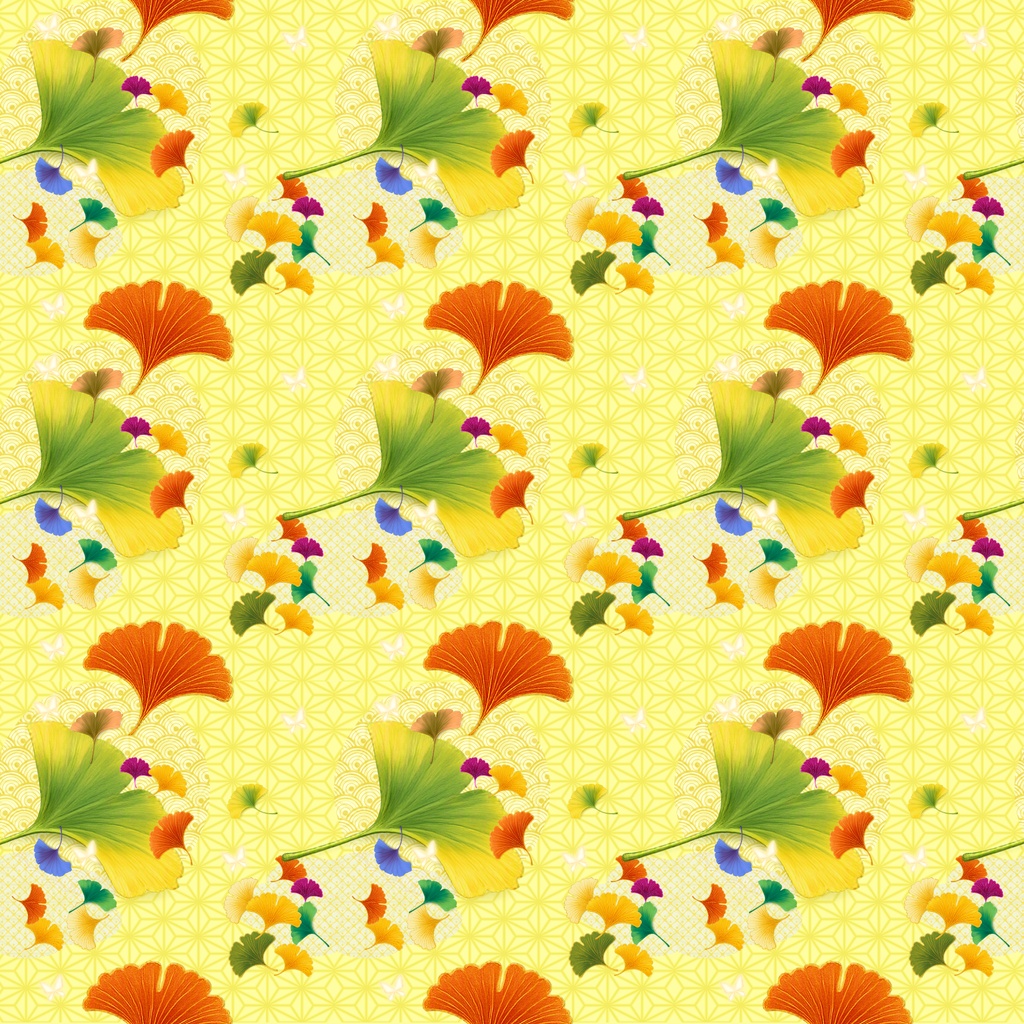 和風柄デジタルペーパー 秋色編 Vol.3 イチョウ(12枚セット)**Japanese Traditional Digital Paper Autumn Collection Ginkgo Motifs (12 Sheets)**