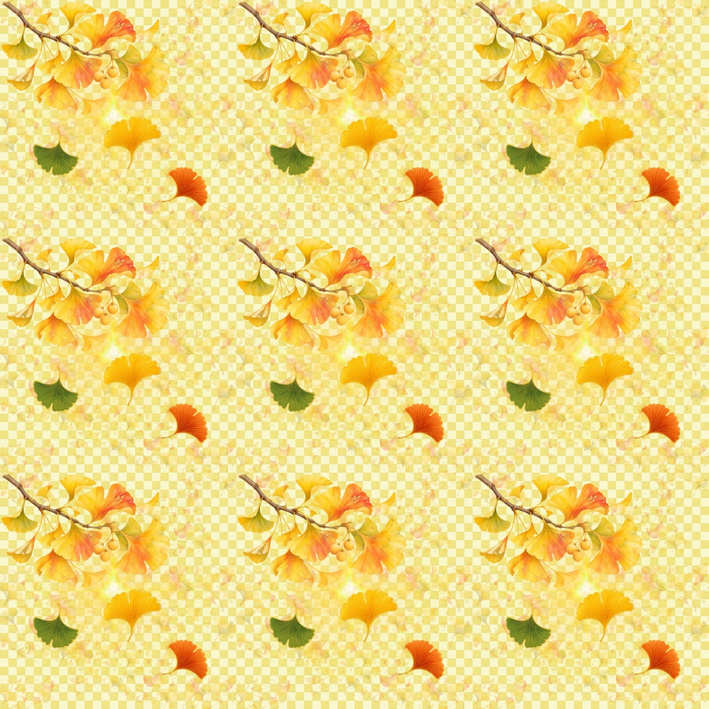和風柄デジタルペーパー 秋色編 Vol.3 イチョウ(12枚セット)**Japanese Traditional Digital Paper Autumn Collection Ginkgo Motifs (12 Sheets)**
