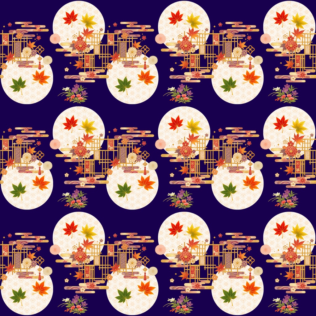 和風柄デジタルペーパー 秋色編 Vol.3 イチョウ(12枚セット)**Japanese Traditional Digital Paper Autumn Collection Ginkgo Motifs (12 Sheets)**