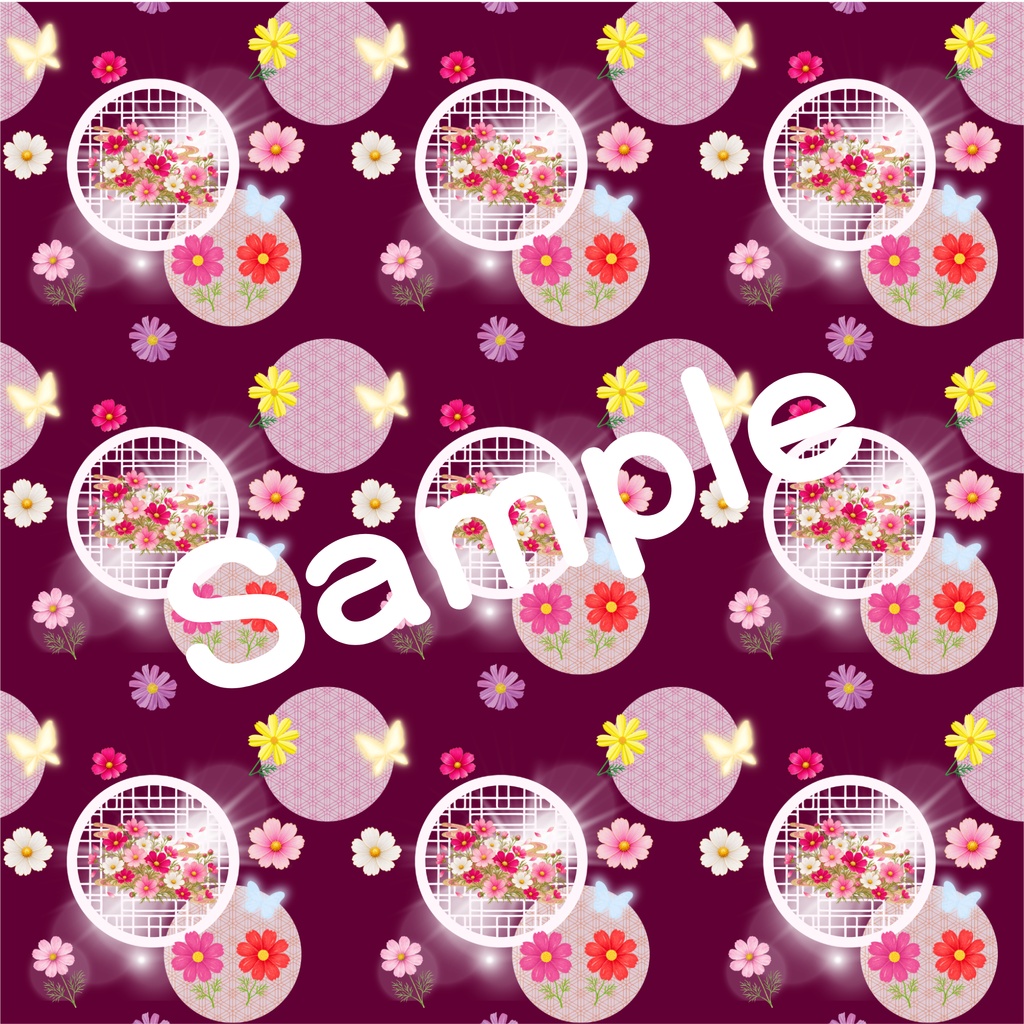 和風柄デジタルペーパー 秋色編 Vol.4 コスモス(15枚セット)**Japanese Traditional Digital Paper Autumn Collection Vol.4 Cosmos Flower Motifs (15 Sheets)**