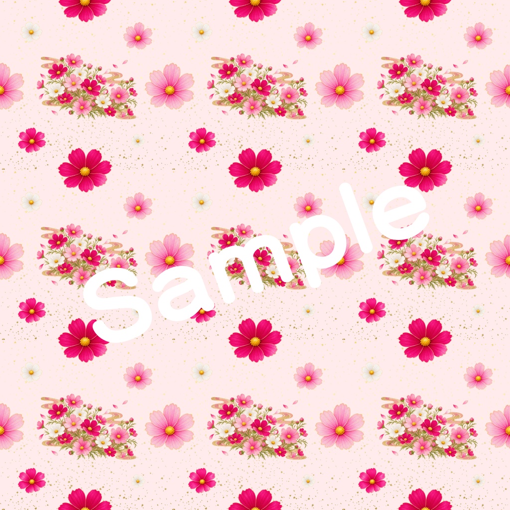 和風柄デジタルペーパー 秋色編 Vol.4 コスモス(15枚セット)**Japanese Traditional Digital Paper Autumn Collection Vol.4 Cosmos Flower Motifs (15 Sheets)**