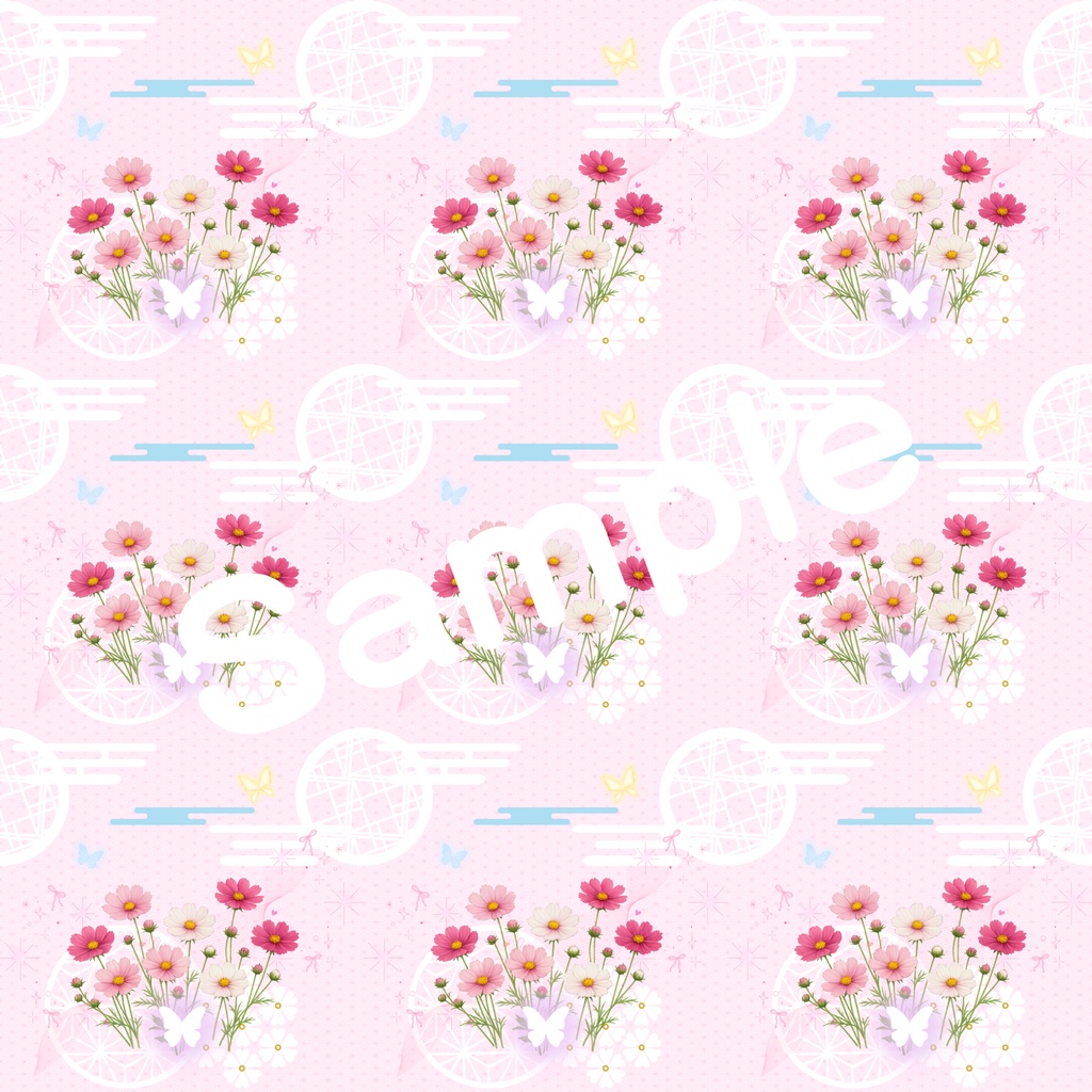和風柄デジタルペーパー 秋色編 Vol.5 コスモス Part 2(15枚セット)**Japanese Traditional Digital Paper Autumn Collection Vol.5 Cosmos Part 2 (15 Sheets)**