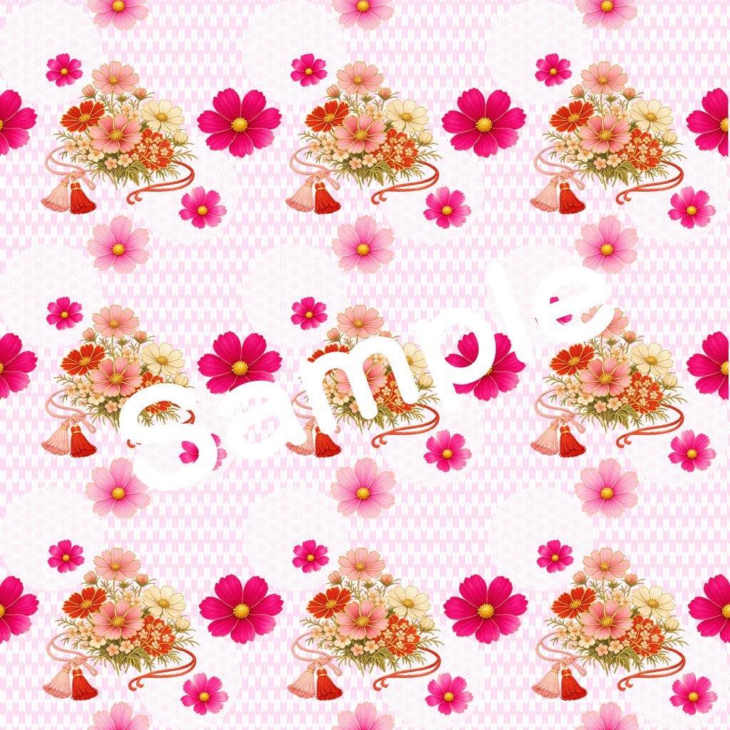 和風柄デジタルペーパー 秋色編 Vol.5 コスモス Part 2(15枚セット)**Japanese Traditional Digital Paper Autumn Collection Vol.5 Cosmos Part 2 (15 Sheets)**
