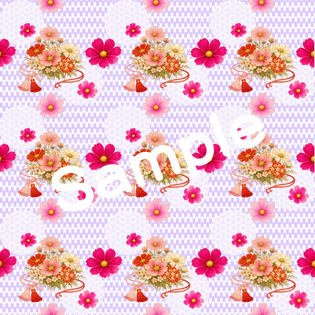 和風柄デジタルペーパー 秋色編 Vol.5 コスモス Part 2(15枚セット)**Japanese Traditional Digital Paper Autumn Collection Vol.5 Cosmos Part 2 (15 Sheets)**