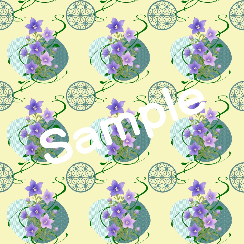 和風柄デジタルペーパー 秋色編 Vol.8 桔梗(淡色)Part 1(15枚セット) **Japanese Traditional Digital Paper Autumn Collection Vol.8 Kikyo – Soft Colors Part 1 (15 Sheets)**