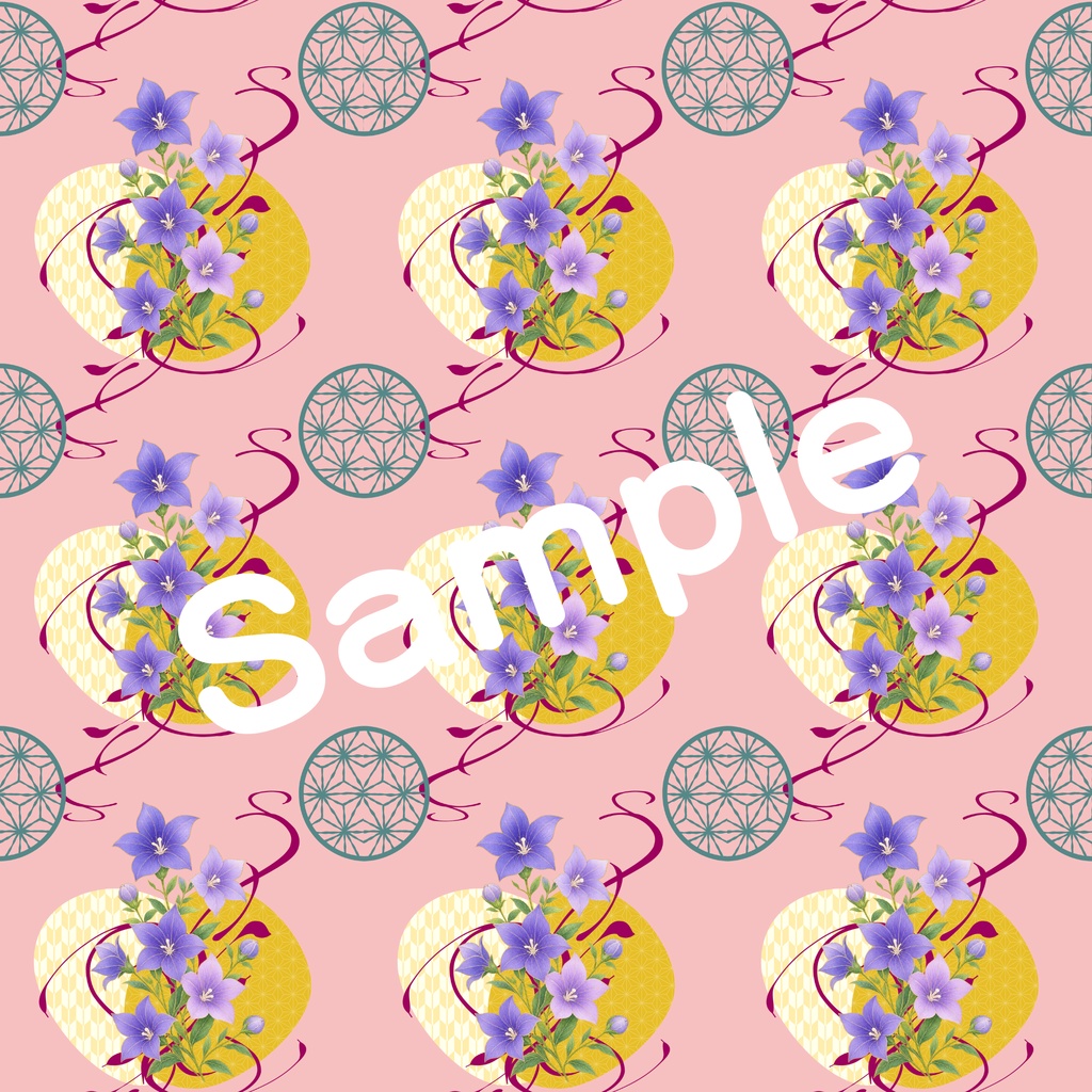 和風柄デジタルペーパー 秋色編 Vol.8 桔梗(淡色)Part 1(15枚セット) **Japanese Traditional Digital Paper Autumn Collection Vol.8 Kikyo – Soft Colors Part 1 (15 Sheets)**