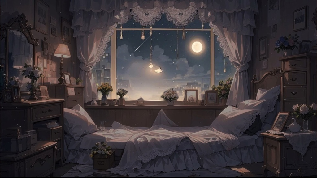 「Live2D動く背景」十六夜の白