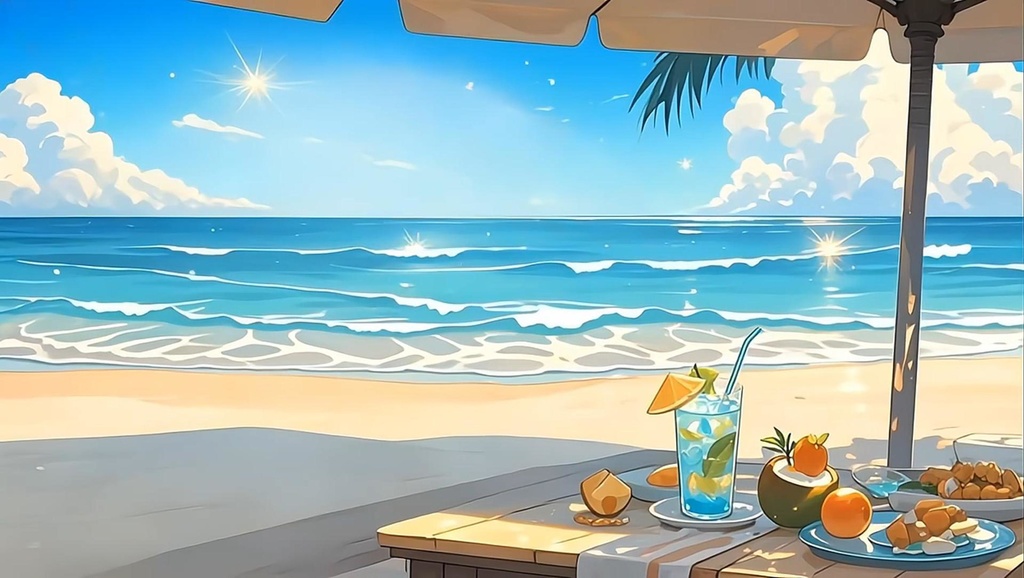 「Live2D動く背景」夏の海辺