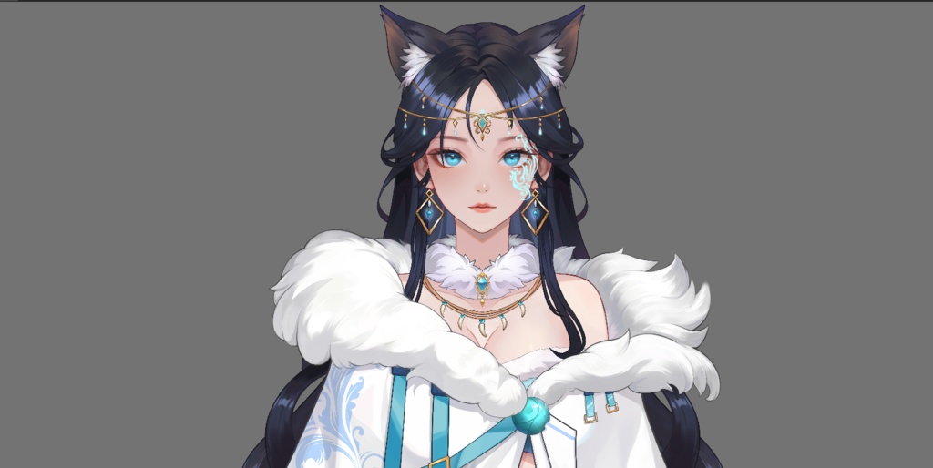 女性VTuberモデル PSD | 猫耳ファンタジー少女 Live2D用レイヤー分けイラスト | 未リギングプレメイドキャラクター