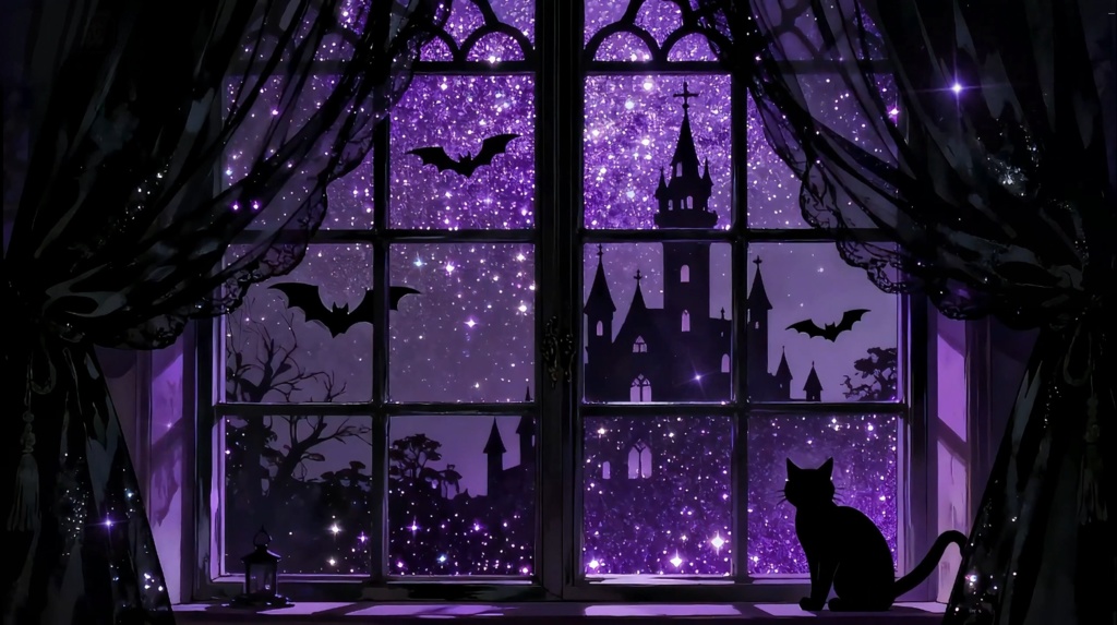 「Live2D動く背景」🖤 黒猫のハロウィン・インビテーション